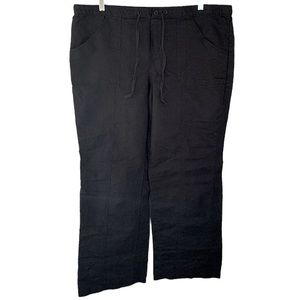New York & Company Black Linen & Cotton Blend Wide Leg Pants